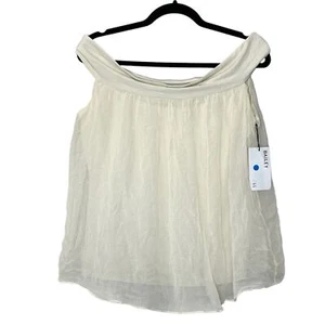 Blusa Bailey 44 Tizhit Hombro Descubierto Seda Cuello Redondo Crema Mujeres Grande Nueva con Etiquetas Forrada - Imagen 1 de 8