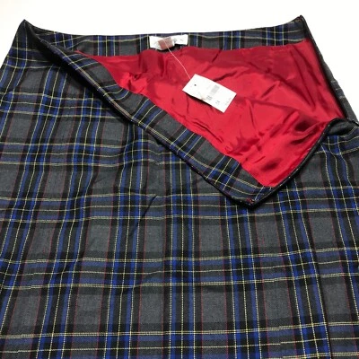 Casual Corner Annex Skirt Womens Size 14 Gray Blue Red Yellow Plaid Straight NWT - Image 1 of 4
