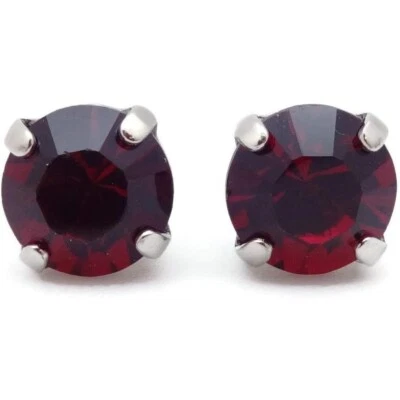 Mariana Faceted Round Cut Red Crystal Silver Stud Post Earrings 501 NWT - Image 1 of 2