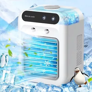 Portable Air Cooler Fan LCD Mini AC Air Conditioner Personal Cooling Humidifier - Picture 1 of 8