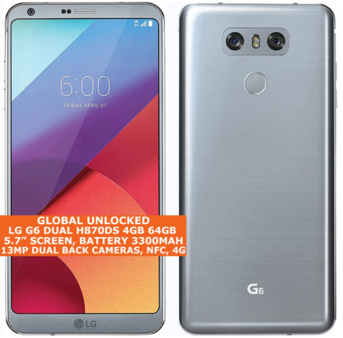 UNLOCKED LG G6 DUAL H870DS 4gb 64gb Quad-Core 5.7" Fingerprint Dual Sim Android