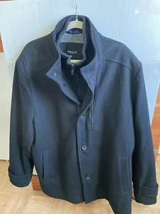 Kenneth Cole Men’s Winter Wool Jacket XXL Quilted Lining Knit Insert Black - Picture 1 of 13