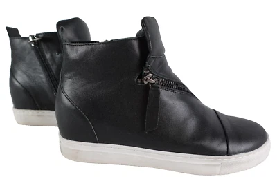 All Black Women's Ankle Boots Size 37 Leather Side Zip Casual 7 US Black Round - Image 1 of 4