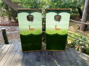WATERPROOF & FADEPROOF Cornhole Board Wraps - Field Deer - Picture 1 of 3