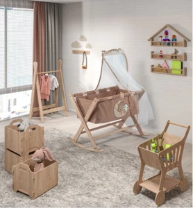 Wooden Baby Cradle – Gently Rocking, Organic Mattress, Safe & Comfortable - Picture 1 of 4