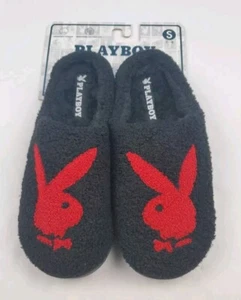 Playboy Men's Memory Foam Indoor Outdoor Black Red Slip On Slippers Size S NWT - Picture 1 of 9