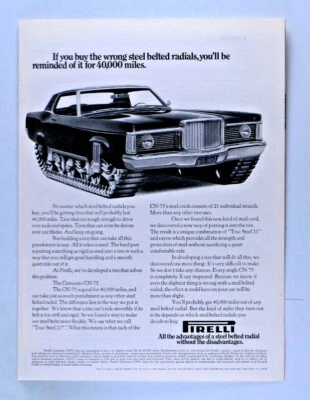 1969 Lincoln Mark III Vintage Tank Tracks Pirelli Original Print Ad 8.5 x 11" - Image 1 of 4