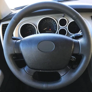 Alcantara Steering Wheel Cover Real Leather Wrap for TOYOTA TUNDRA SEQUOIA HIACE - Picture 1 of 12