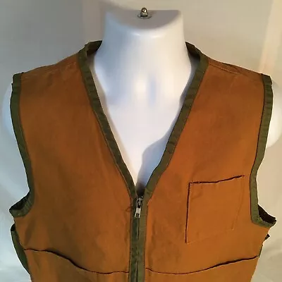 Vtg SafTbak Hunting Vest Brown Pockets Canvas Duck Game Pouch Measures Small FS - Image 1 of 4