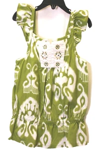 Gymboree Girls Size 9 Batik Chic Green Pullover Ruffled Summer Top Shirt - Picture 1 of 4