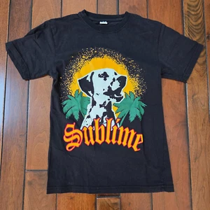 Camiseta SUBLIME Lou Perro Talla S Banda Camiseta Y2K Dálmatas Palmeras Larga Playa - Imagen 1 de 8