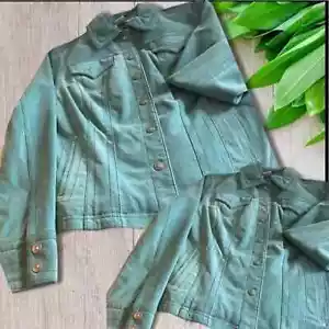 Nordstroms Live a Little turquoise suede jacket - Picture 1 of 7