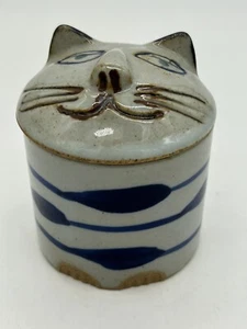 Takahashi Cat/Kitten Ceramic Trinket Box Folk Art Style - Japan - Picture 1 of 6