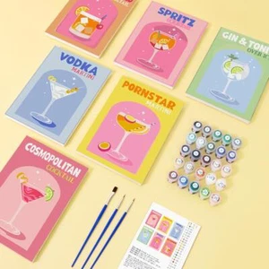 Painting by Numbers Cocktails,6Pieces for DIY,Hand-Painted Oil Painting Set New - Foto 1 di 29