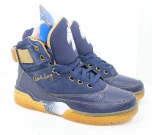 Men's PATRICK EWING 33 HI X WHERE BROOKLYN AT Navy Gold Sneakers NWT Size 9.5 - Picture 1 of 15