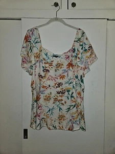 NWT Torrid Peplum Challis Sweetheart Flutter Sleeve Top (2X) Plus Size - Picture 1 of 7