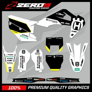 HUSQVARNA MOTOCROSS GRAPHICS KIT MX DECALS : 50 65 85 125 250 450 FLEX BLK WHI - Picture 1 of 25