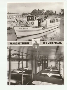 SCHIFF- AK...., Fahrgastschiff MS " Buckau" , 2 Ans.: Gesamt, innen.... s/w AK - Picture 1 of 2