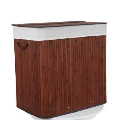 150L Laundry Hamper with Lid Folding Bamboo Laundry Basket with Removable Liner - Image 1 of 4