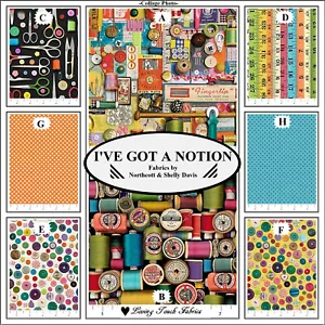 NORTHCOTT, "ICH HABE EINE IDEE" FADEN, SCHERE, KNOPF, STOFFE PREIS @ 1/2 YD - Bild 1 von 10