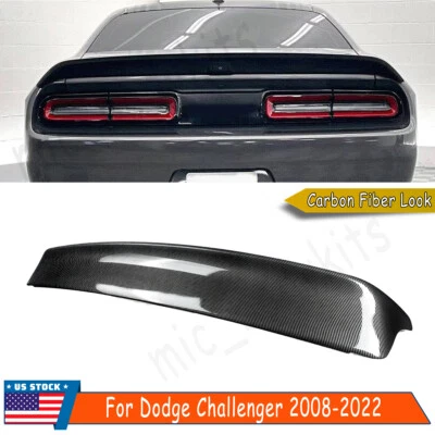 Carbon Look For 2008-2022 Dodge Challenger Rear Spoiler Trunk Wing Hellcat Style Foto 1 de 4
