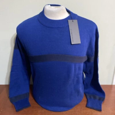 Suéter de Golf J. Lindeberg PABLO Para Hombre Mediano Azul Marino COLOR BLOQUE CUELLO REDONDO NUEVO CON ETIQUETAS Foto 1 de 4
