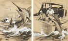 Arthur Sarnoff - Marlin Fishing Boat 1950S Signed - 17" X 22" Fine Art Print