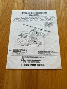 Airwolf Video Arcade Game Flight Instruction Manual, Kyuga 1987 - Picture 1 of 1