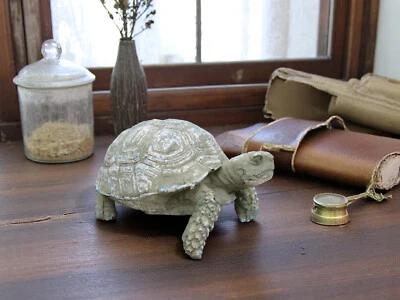 Nuevo Creativo Cooperativo Boho Verdigris Acabado Resina Envejecida 5" Largo Caja Tortuga Foto 1 de 4