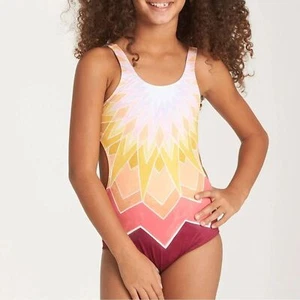 Billabong Girls Ray of Sunshine Vibrant Multicolor One-Piece Swimsuit 6 Cut Out - Picture 1 of 11