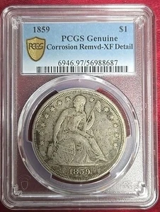1859-P $1 Seated Liberty Dollar PCGS XF Details Corrosion - Picture 1 of 4