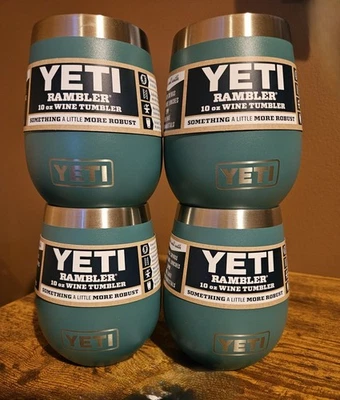 PAQUETE DE CUATRO - Vasos de Vino YETI Rambler 10oz*NUEVO*VERDE RÍO~~COLOR CALIENTE-PAQUETE DE CUATRO Foto 1 de 4