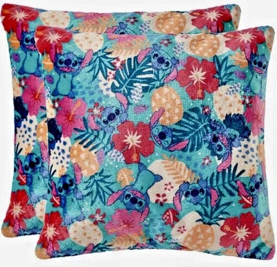 NWT Set of 2 Disney Floral Lilo & STITCH The Big One 16" Plush Throw Pillows - Image 1 of 2