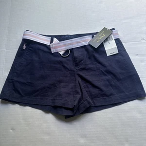 NWT Navy ralph lauren shorts girls with pink and white belt Kids size 14 - Picture 1 of 5
