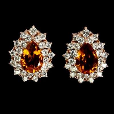 Pendientes de plata de ley 925 ovalados citrino 7x5 mm joyas de piedras preciosas naturales Foto 1 de 4