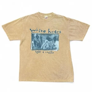 Vintage White Heart Light a Candle Autograph Rick Florian Christian T-shirt L - Bild 1 von 7