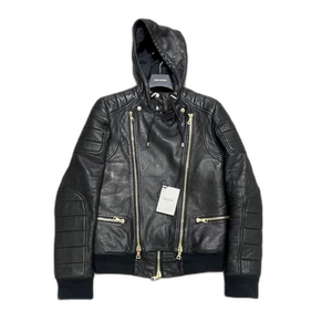 Balmain Leather Jacket with Hooded Design-yf - Picture 1 of 6