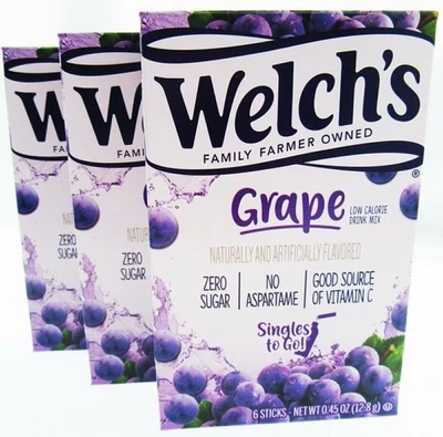 Welch's Grape ~ Packets ~ Low Calorie ~ Grape Drink Mix ~ Lot of 3 - Image 1 of 4