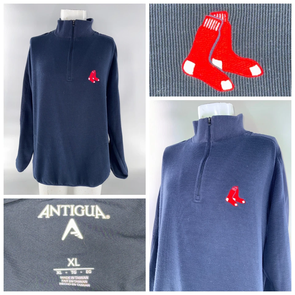 Antigua Boston Red Sox 1/4 Zip Pullover Men XL Navy Blue Cotton Poly YGI J5-13 - Image 1 of 4