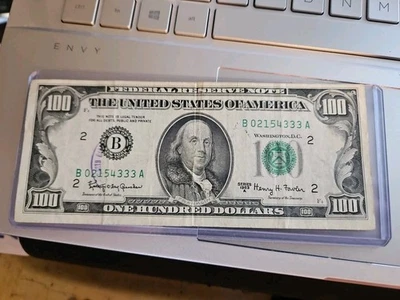 1963 - FEDERAL RESERVE HUNDRED DOLLAR BILL NOTE - OLD CURRENCY SMALL HEADS $100 - Image 1 of 4