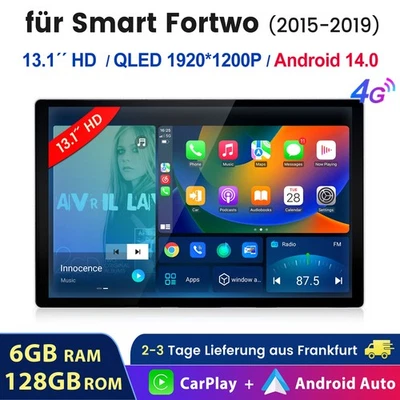6+128G Für Mercedes Benz Smart Forfour Fortwo 453 Android 14.0 Carplay Autoradio - Bild 1 von 4