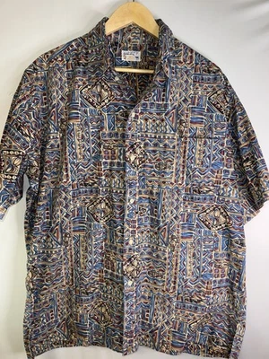Camisa Hawaiana Vintage Reyn Spooner XXL Estampado Geométrico Tribal Hecha en Aloha Hawaii Foto 1 de 4