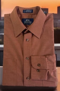 Stafford Dress Shirt Mens Size 15.5 32/33 Burnt Orange Wrinkle Free Button Up - Picture 1 of 8