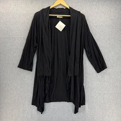 Cárdigan Chalet para mujer talla mediana negro arrugado frente abierto suave mangas 3/4 nuevo con etiquetas Foto 1 de 4