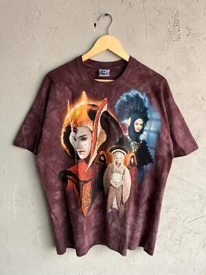Vintage 90s Star Wars Queen Amidala Liquid Blue Padme Shirt 1999 Tie Dye L - Image 1 of 4