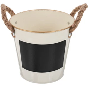 Small Blackboard Flower Pot Metal Bucket Retro Iron Planter Office - Picture 1 of 12