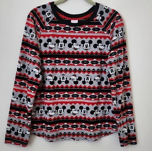 Disney Mickey Mouse Red Black White Pajama Lounge Sleepwear Top Shirt M(8-10) - Picture 1 of 9