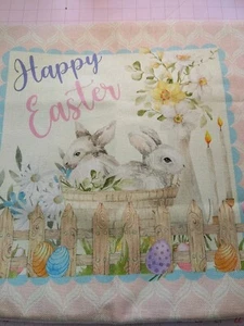 Two Easter Pillow Covers w/ Bunnies - 17.5" x 17.5" - Picture 1 of 3