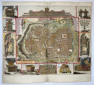 JERUSALEM HOLY LAND 1681 DANIEL STOOPENDAAL LARGE ANTIQUE PLAN 17TH CENTURY - Picture 1 of 9