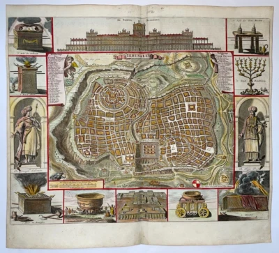 JERUSALEM HOLY LAND 1681 DANIEL STOOPENDAAL LARGE ANTIQUE PLAN 17TH CENTURY - Image 1 of 4